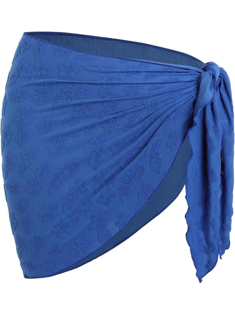 Womens Deep Blue Polyester Coverup Bathing Suit Coverup Sarong Coverup Tie Side